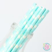 Light Blue Dots Paper Straws