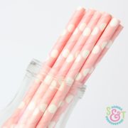 Light Pink Dots Paper Straws