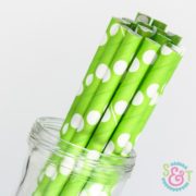 Lime Dots Paper Straws