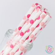 Pink/Light Pink Dots Paper Straws