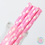 Pink Dots Paper Straws