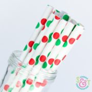 Red/Green Dots Paper Straws