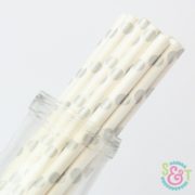 Silver Dots Paper Straws