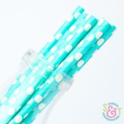 Teal Dots Paper Straws