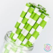 Lime Rugby Stripe Paper Straws