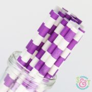 Purple Rugby Stripe Paper Straws