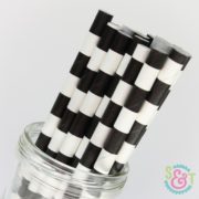 Black Rugby Stripe Paper Straws