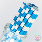 Blue Rugby Stripe Paper Straws