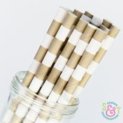 Gold Rugby Stripe Paper Straws