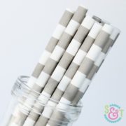 Gray Rugby Stripe Paper Straws