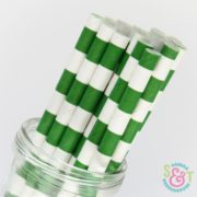 Green Rugby Stripe Paper Straws