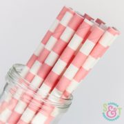 Light Pink Rugby Stripe Paper Straws