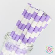 Light Purple Rugby Stripe Paper Straws