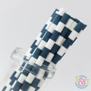 Navy Rugby Stripe Paper Straws