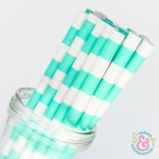 Teal Rugby Stripe Paper Straws