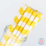 Yellow Rugby Stripe Paper Straws