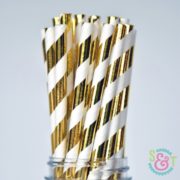 Gold Foil Stripe Paper Straws