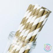 Gold Bronze Stripe Paper Straws