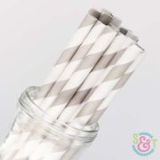 Gray Stripe Paper Straws