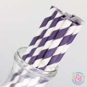 Purple Stripe Paper Straws